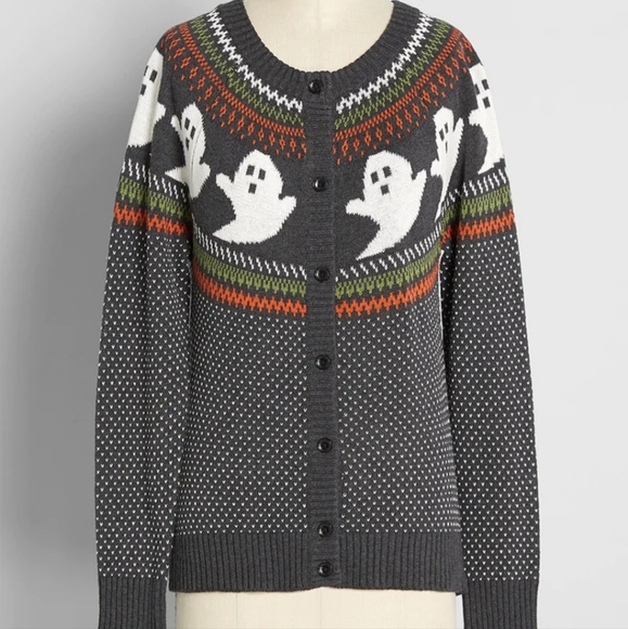 IN SEARCH OF Modcloth You've Been Ghosted fair isle cardigan - Picture 1 of 1